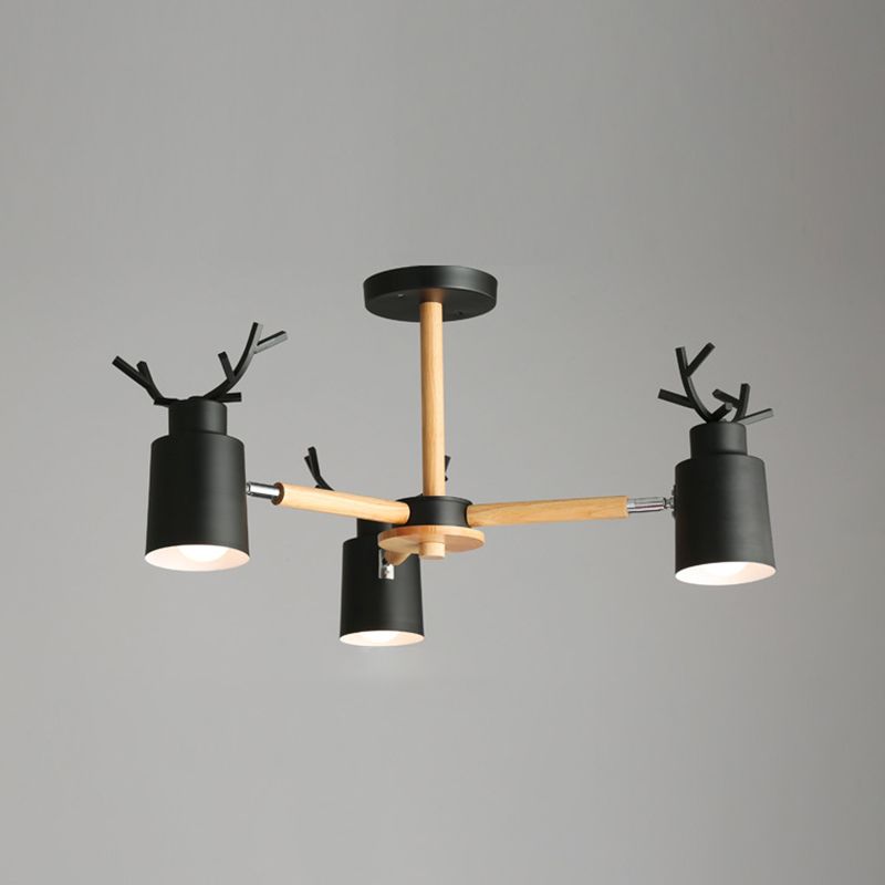 Fissature di illuminazione a sospensione in metallo Nordic Macron Antler Metal With Wood Room