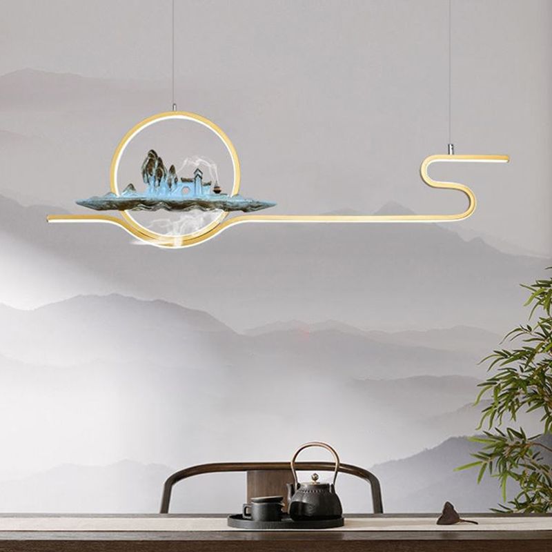 Modern Style Linear Shape Island Lights Metal Two Light Island Lighting Ideas