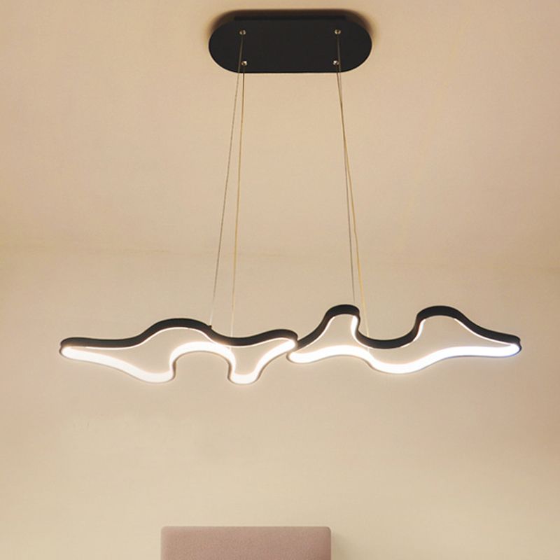 Cloud-Like Frame Metal Island Light Contemporary Black/White LED Pendant Lighting Fixture