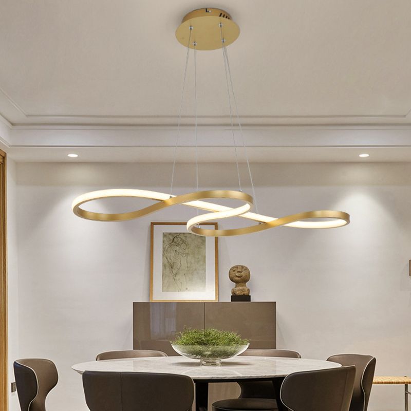 Aluminium LED Linear Pendant Light in Modern Creative Style Silica Gel Ceiling Light for Dining Room