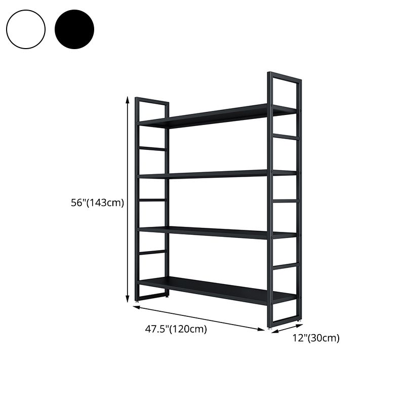 3/4/5-Shelf Iron Etagere Bookshelf Black and White Vertical Bookcase for Living Room