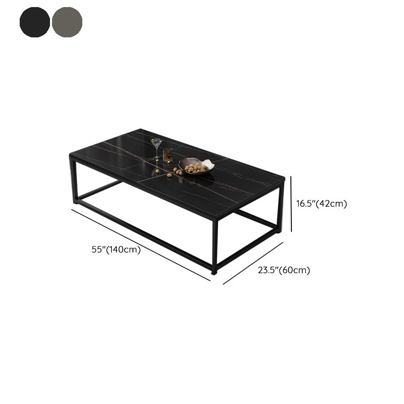 Modern Simple 1 Single Cocktail Table Rectangular Frame Coffee Table with Storage Shelf