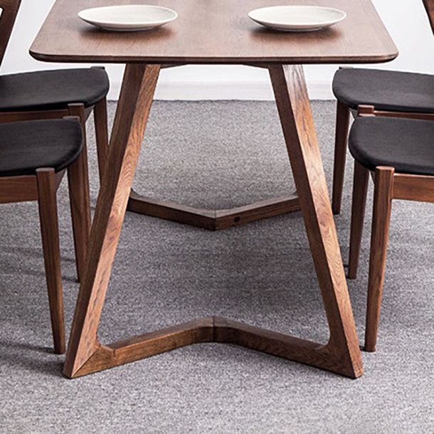 Rectangle Dining Table with Double Pedestal Modern Pine Wood Table for Restaurant