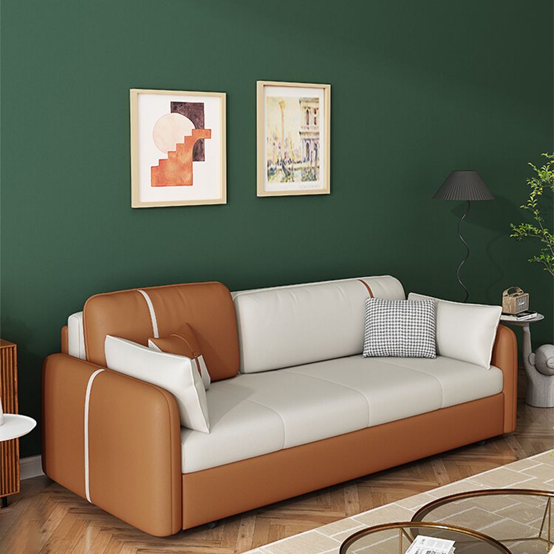 32.28" H Contemporary Faux Leather Square Arm Sofa Bed with Storage