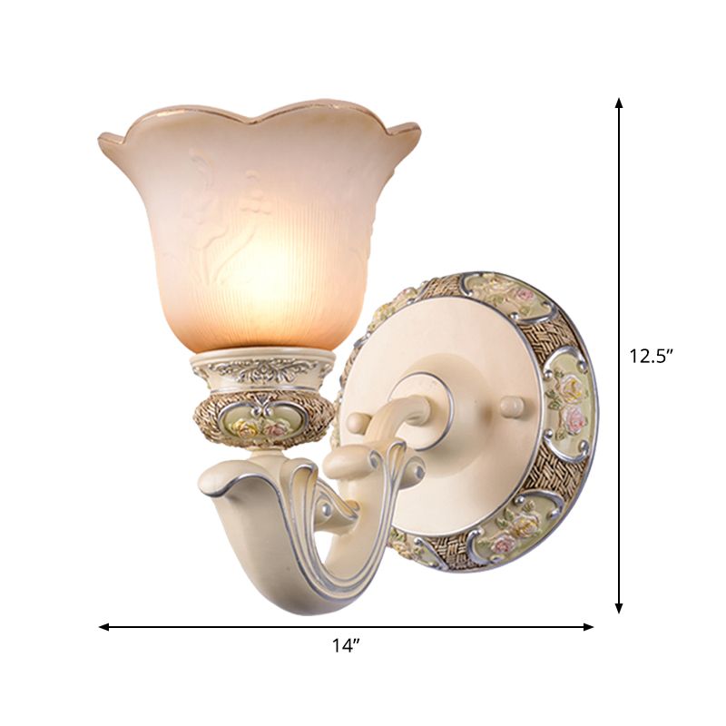 1 hoofdbloemmuurlicht traditionele roze opaline glazen wand gemonteerde lamp voor salon