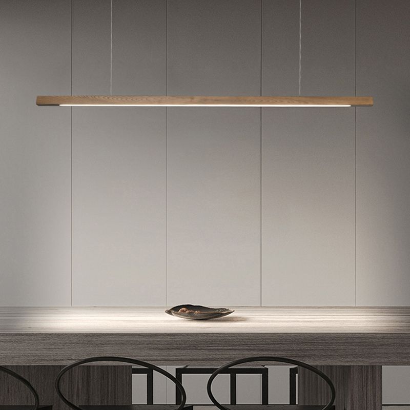 1 Light Linear Island Light Fixtures Modernism Wood Island Pendant Lights for Kitchen