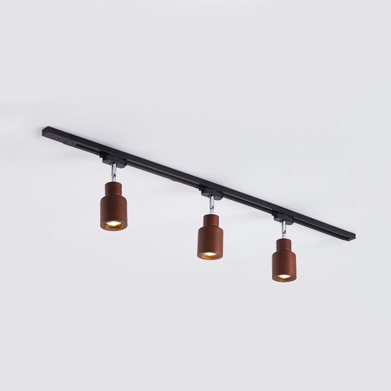 Nordic 3 Lights Track Spotlights Wooden Flush Ceiling Track Lighting for Foyer and Bedroom