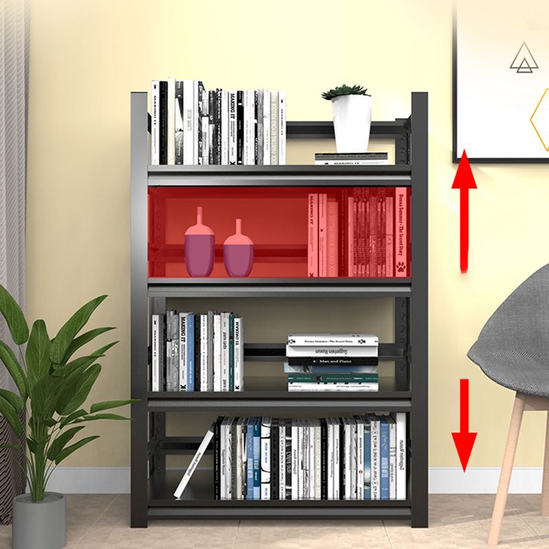 Open Black Metal Storage Bookshelf Modern Home Office Bookcase