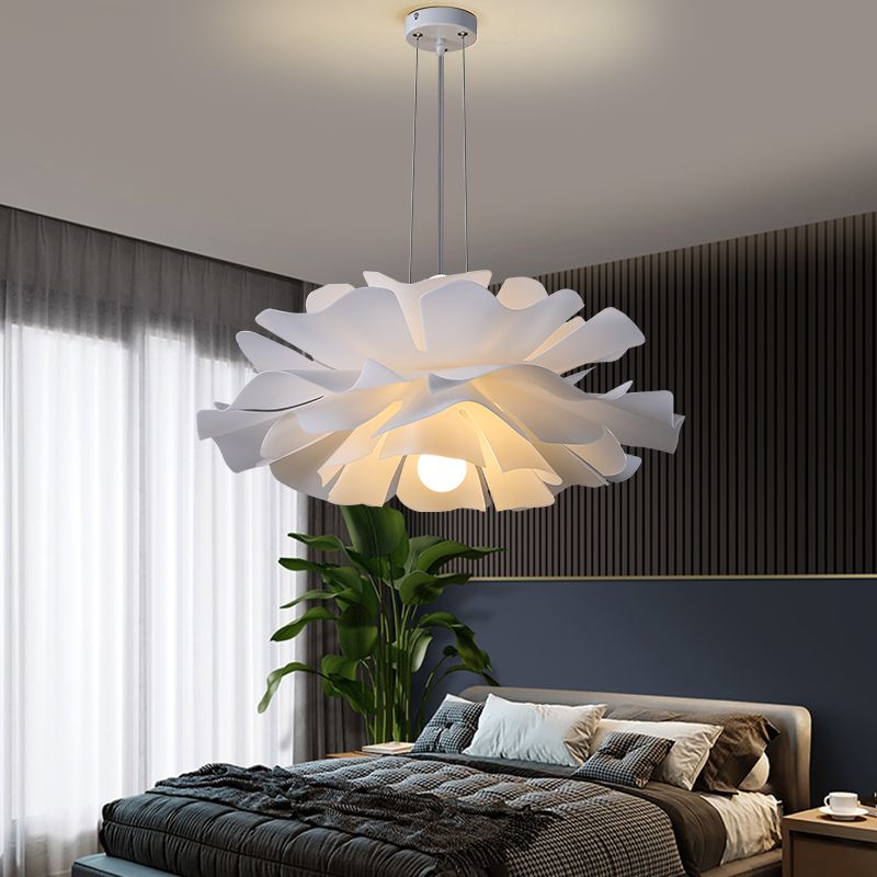 2-Light Pendant Lighting Modern Style White Lotus Shape Suspension Lighting