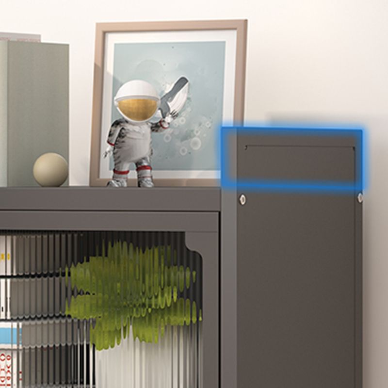 Industrial Style Metal Bookshelf Closed Back Shelf Bookcase with Doors