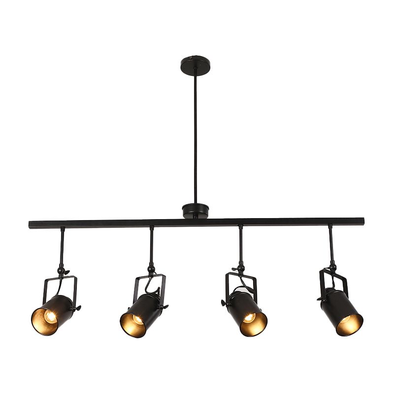 Industrial Style Iron Hanging Lamp Cylinder Shape Island Light Fixture for Bedroom