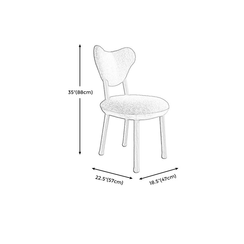 Nordic Tight Back Armless Chair Wool Accent Chair with Basic Four Legs