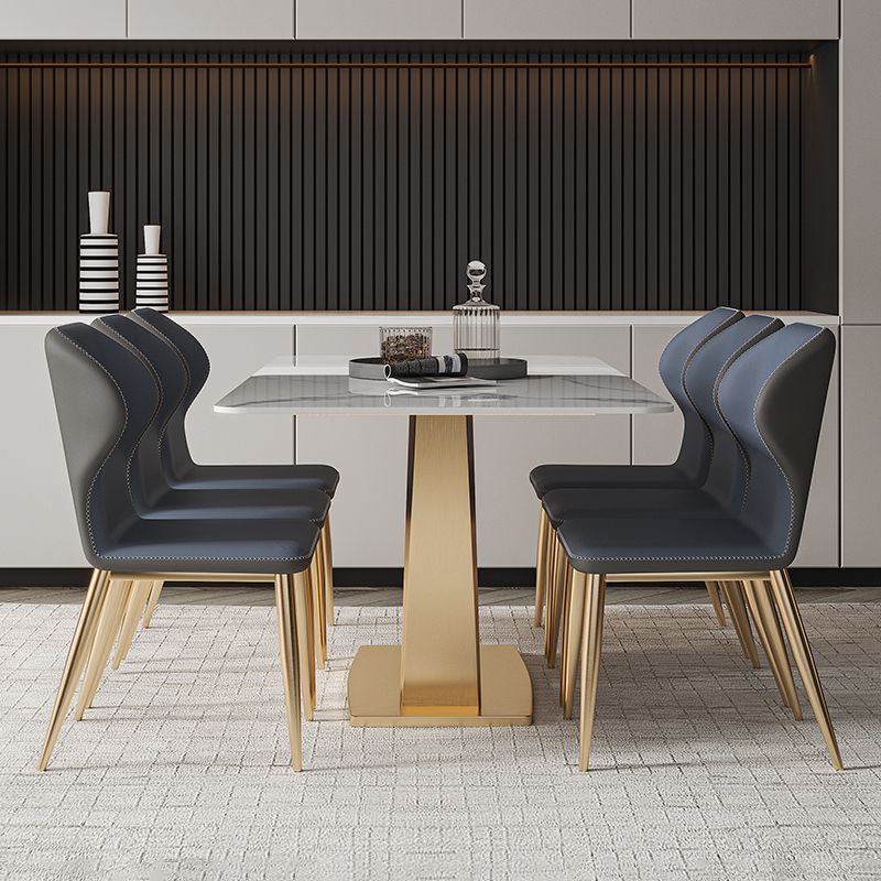 Nordic Glam Rectangle Sintered Stone Dining Table Set 1/4/5/7 Pieces Dining Set