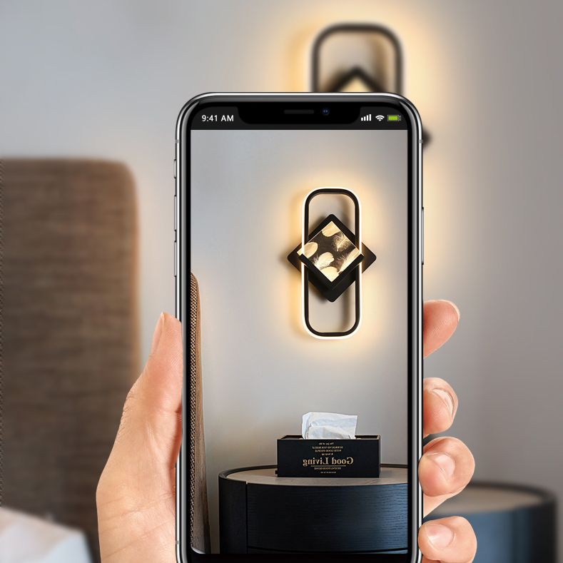 Modernist Crystal Rectangle Wall Light Fixture 1-Light LED Sconce Light for Bedroom