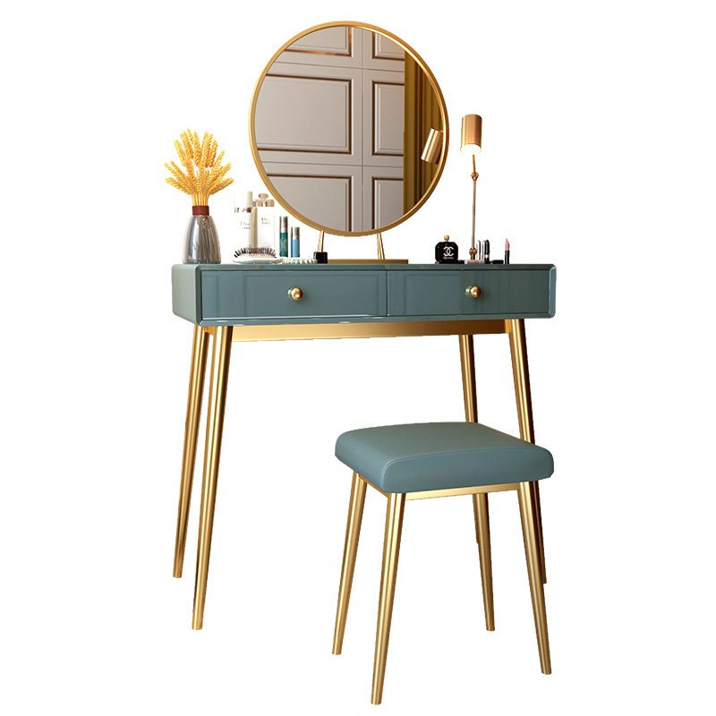 Glam 29.5" Height Wooden Makeup Vanity with Drawers and Mirror