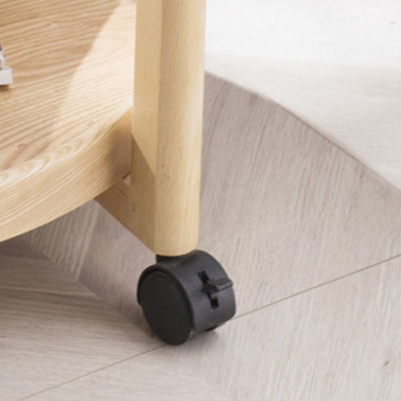 Scandinavian Round Tray Top Side Table Wooden 3 Legs End Table with Shelf