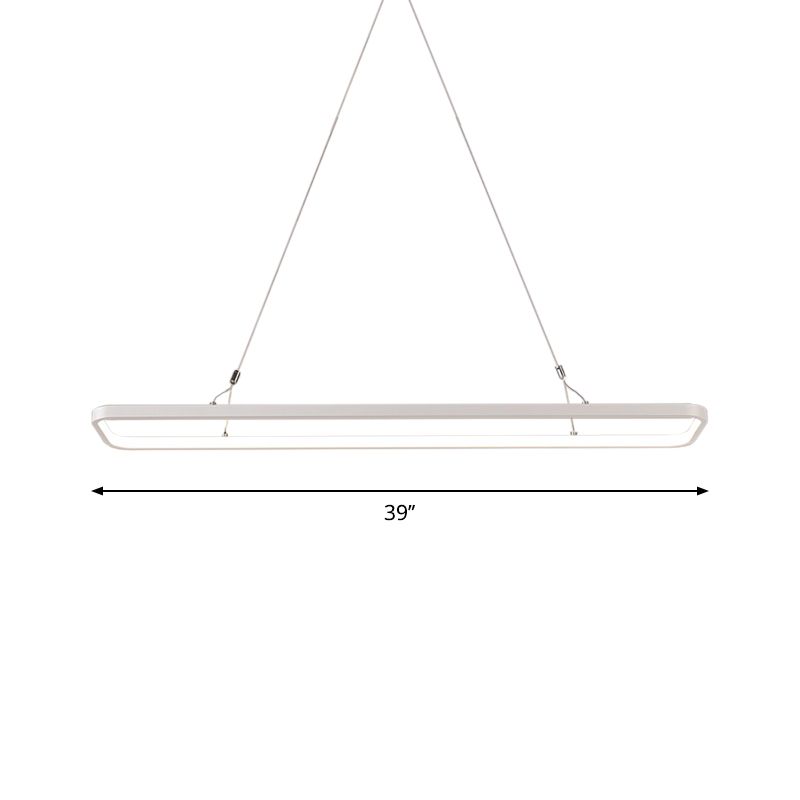 23.5"/39"/47" L Dining Room LED Pendant Light Minimalistic White Island Lamp with Rectangle Acrylic Shade, Warm/White Light