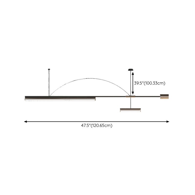Post Modern Kitchen Island Fixture LED Metal Ceiling Pendant in Black & Gold Finish