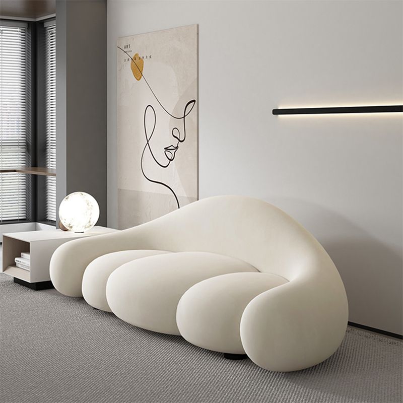 Contemporary White Seating Cushions Living Room Curved Settee