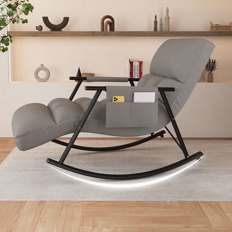 Classic Tufted Recliner Chair Pure Color Indoor Rocker Chair with Dark legs