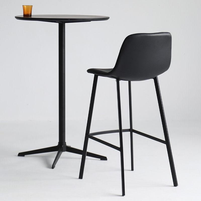 Modern Armless Bar Stool PU Leather Low Back Stools with Metal Frame