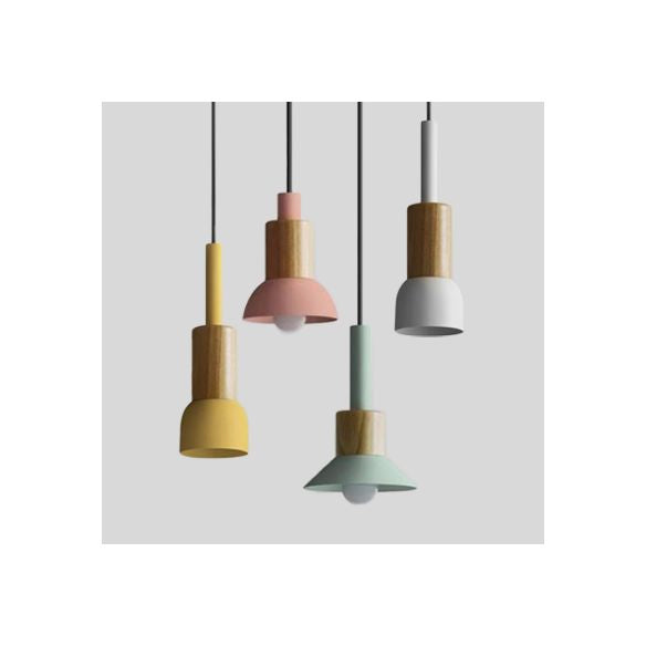 A barile/cupola/cono sospensione in metallo a sospensione modernismo 1 luce bianca/gialla/verde appesa luce soffitto