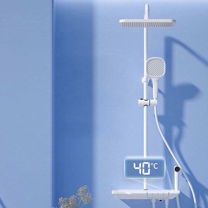 White Wall Mounted Shower Head Combo Contemporary Shower System