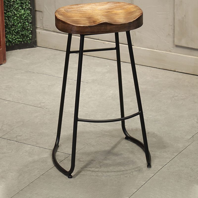 Industrial Metal Dining Stools Armless Bar Stools with Footrest
