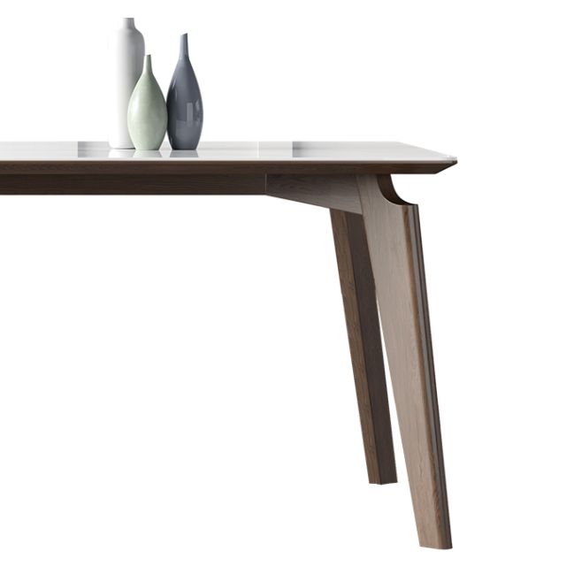 Sintered Stone Rectangle Table Medieval Modern White Table with 4 Legs for Restaurant