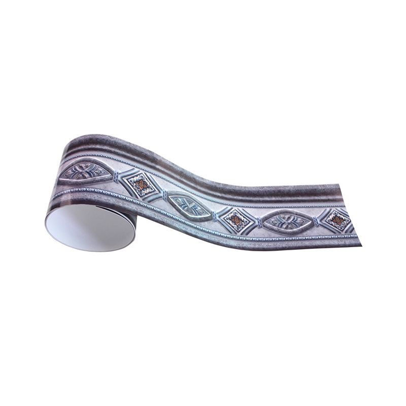 Faux Embossed Pattern Wallpaper Border Blue Vintage Self-Adhesive Wall Decor for Dining Room