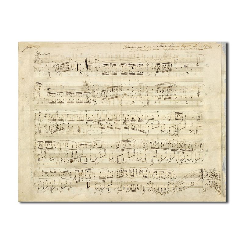 Minimalism Style Music Score Painting Canvas Textured Yellow Wall Print for Bathroom