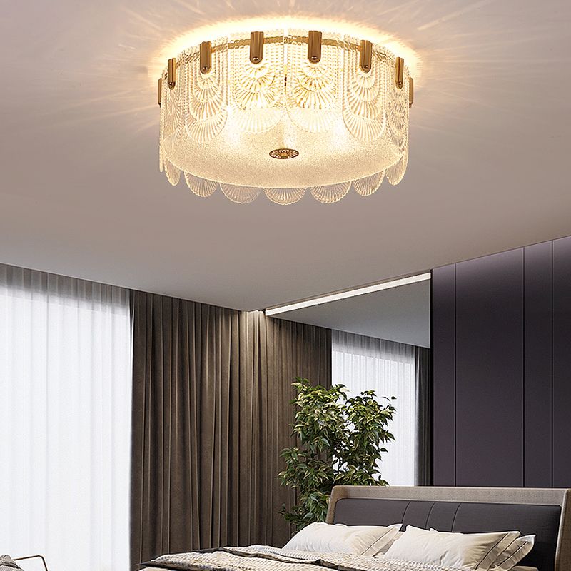 Lampade da incasso in metallo Lampade da soffitto tradizionali a semi-incasso con paralume in vetro