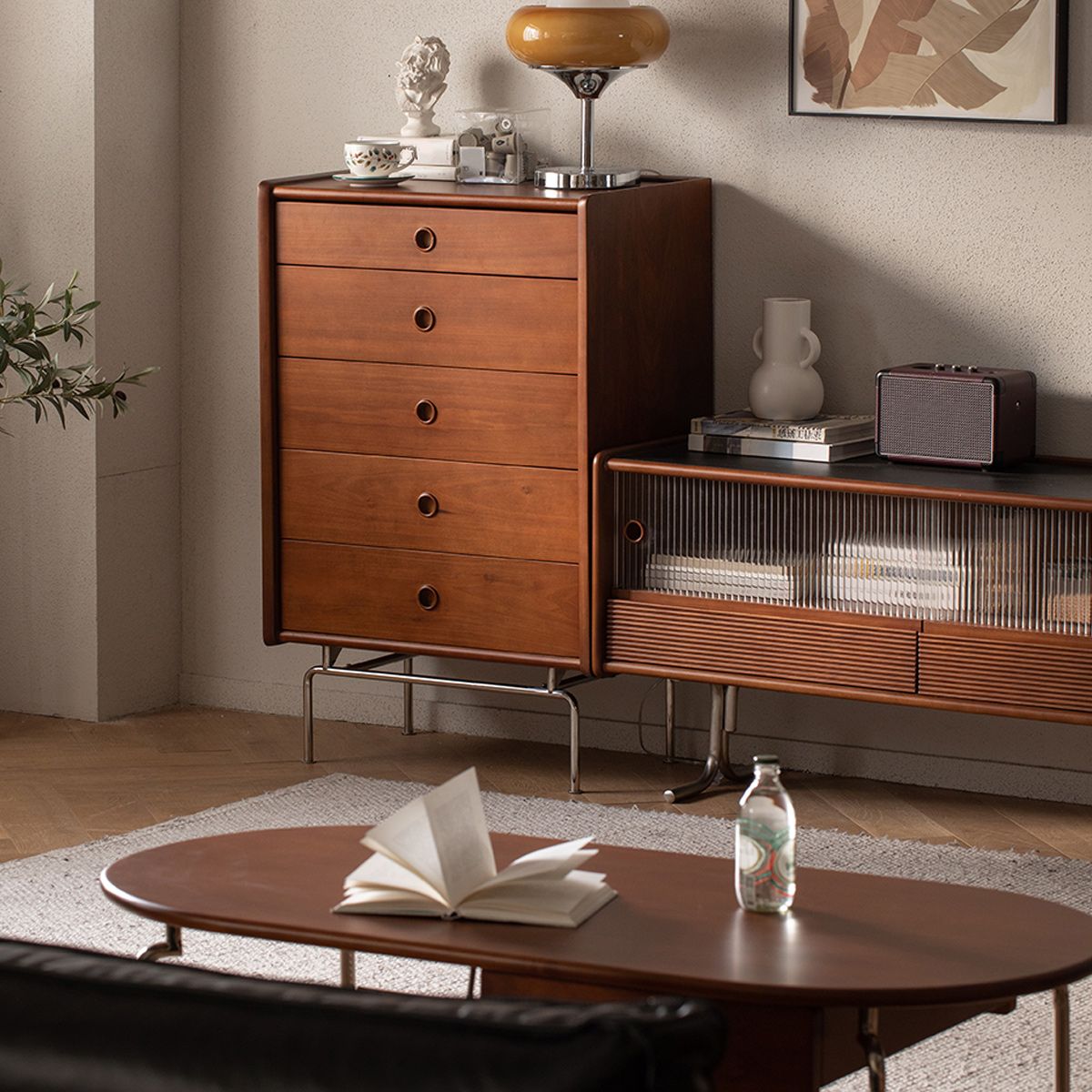Modern & Contemporary Chest Square Accent Chest in Antique Finish