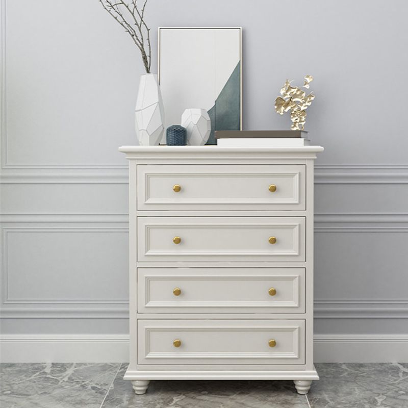 Glam Solid Wood Storage Chest Bedroom White Chest with Drawers