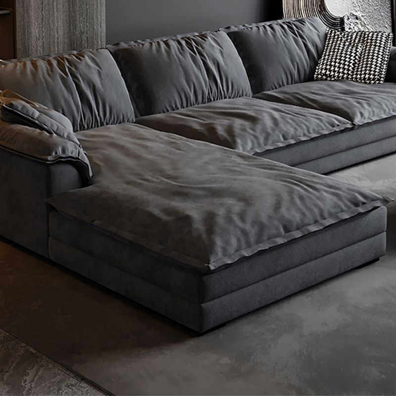Contemporary Grey Faux Leather Sofa with Pillow Top Arm for Living Room