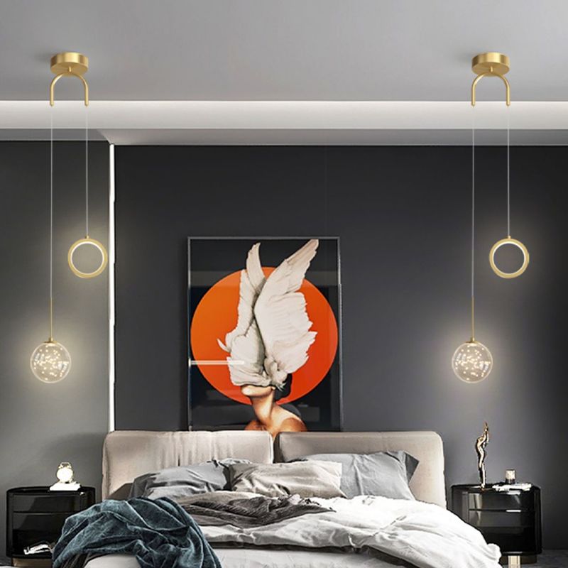 Ball Shape Glass Hanging Light Modern Style 2 lumières suspendues luminaire