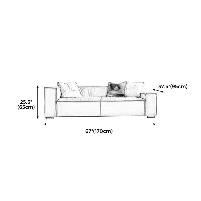25.59" H Square Arm Modern Sofa with Tight Back Brown Sofa for Living Room