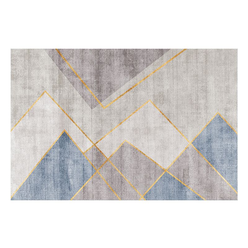 Geometric Pattern Rug Rectangle Shape Stain Resistant Shape Rug for Home Decor