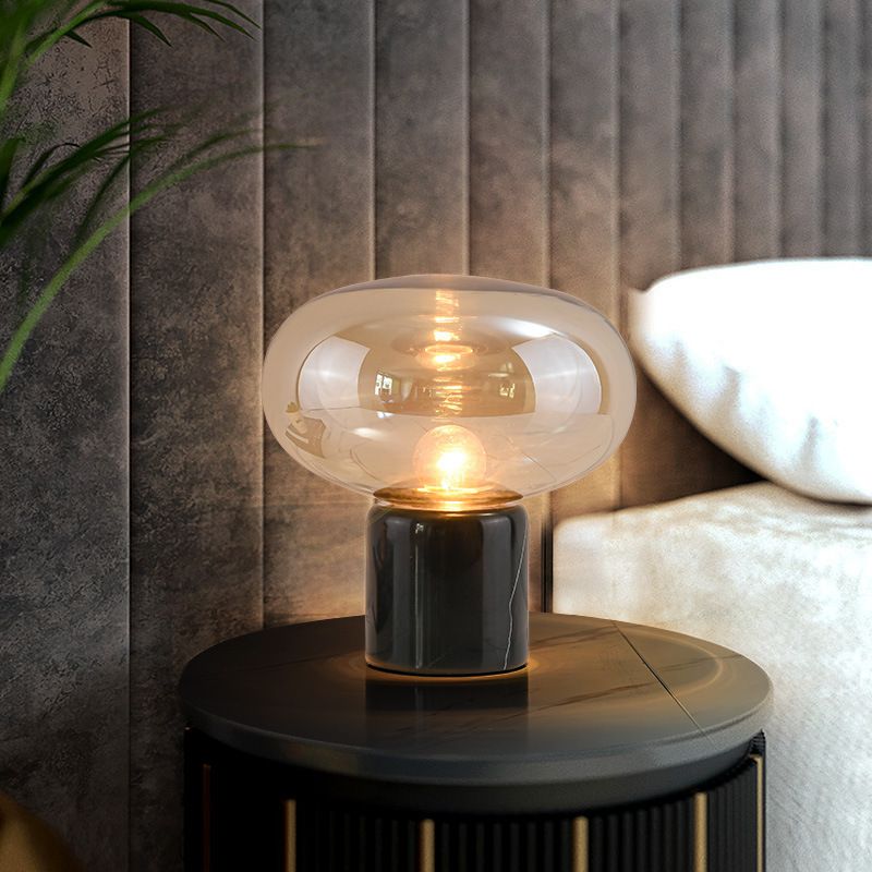 Ultra-modern Simplicity Oval Table Lamp Glass Nightstand Lamp for Bedroom