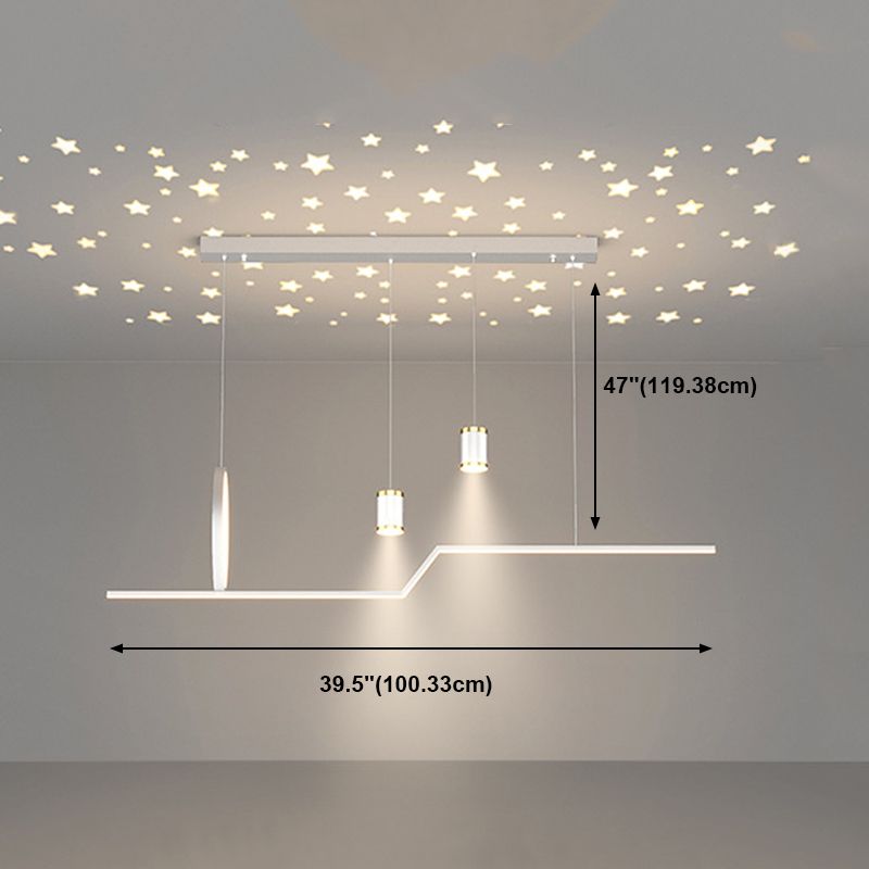 Nordic Metal Island Light Geométrico 39.5 "de ancho Multi Light Island Colgante para comedor