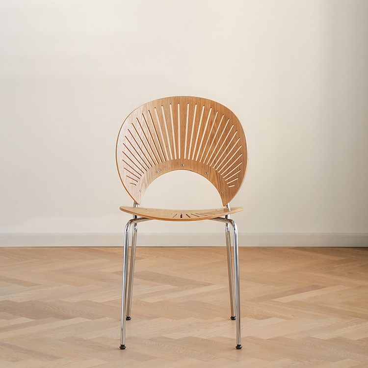 Modern Armless Dining Chairs Solid Wood Windsor Back Dining Side Chair