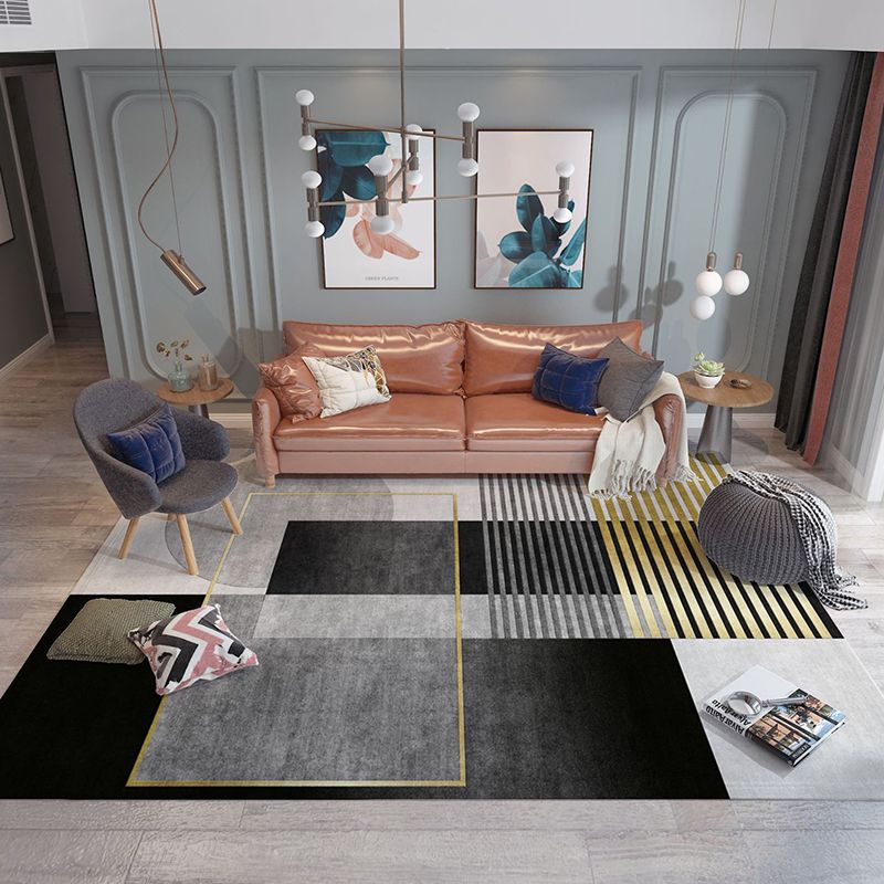 Trendy Home Decor Rug Multi-Color Geometric Area Carpet Polypropylene Anti-Slip Pet Friendly Rug