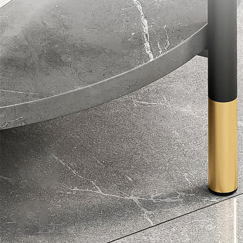 Modern Slate and Metal Single Coffee Table Frame Round Glam Coffee Table