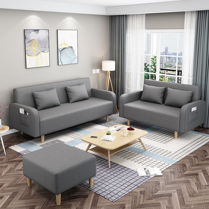 Square Arm Split Back Nordic Fabric 3-seat Sofa Spleeper Sofa 28.74" D x 35.43" H