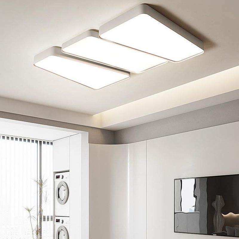 Geometric Interior LED Flush Mount in White Minimalist Iron Ceiling Flush