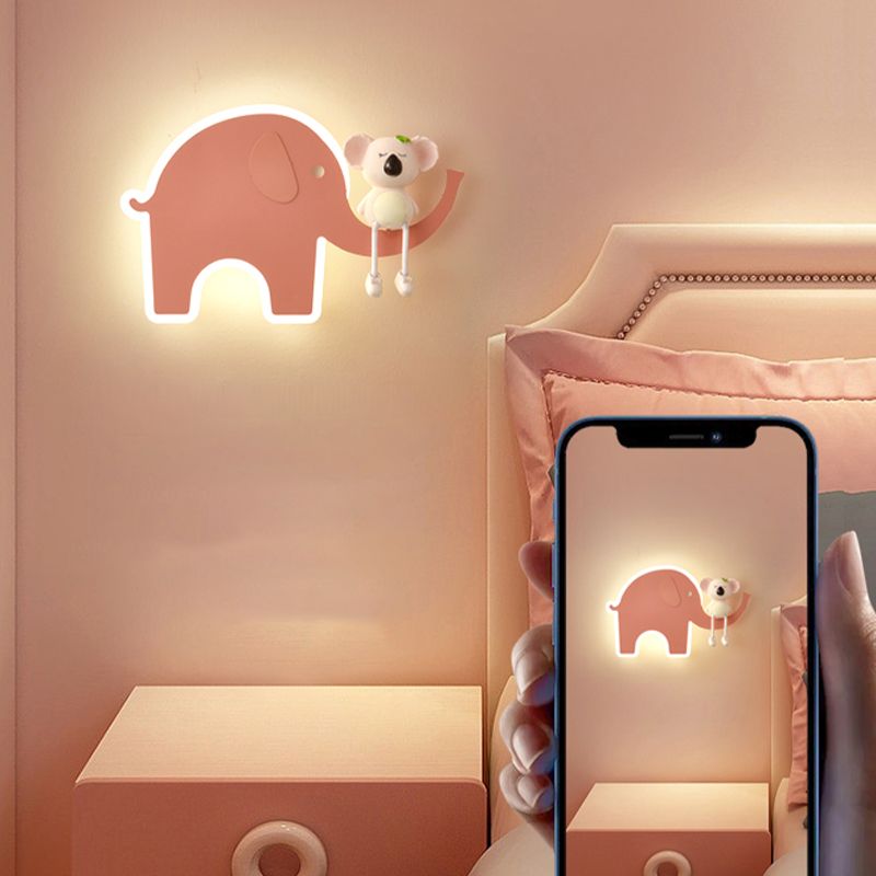 Cartoon Style Wall Light Colorful Metal Wall Lamp for Children's Room (Included Doll)