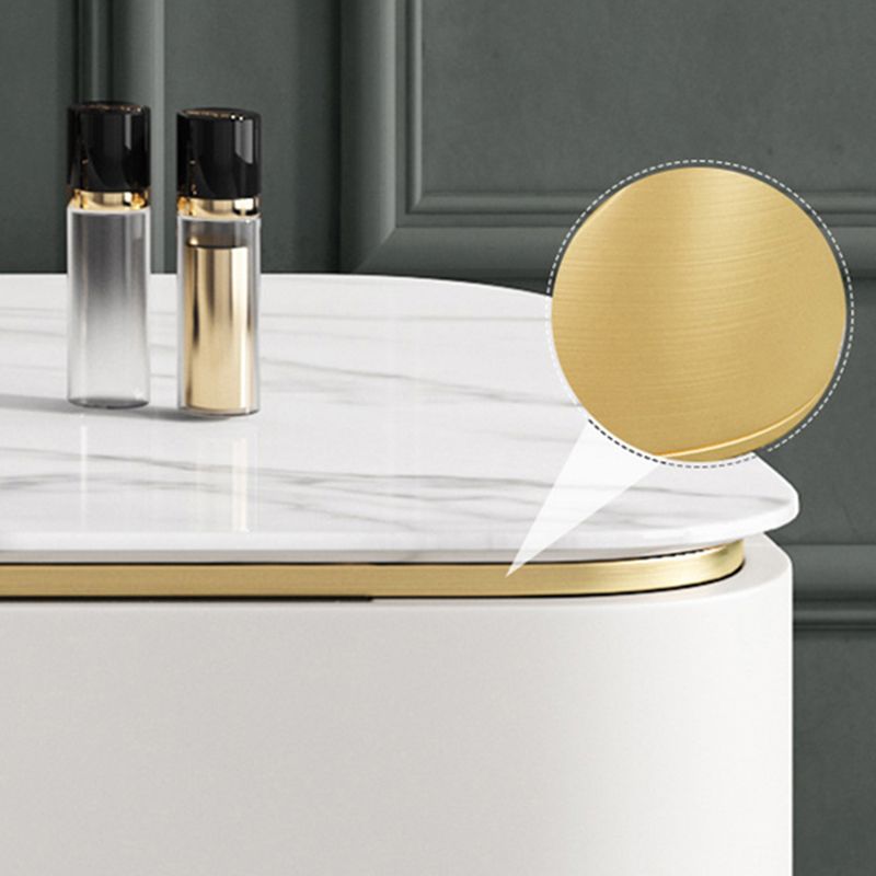 39.37" Wide Vanity Set with Stool Stone Top Makeup Vanity Table in White