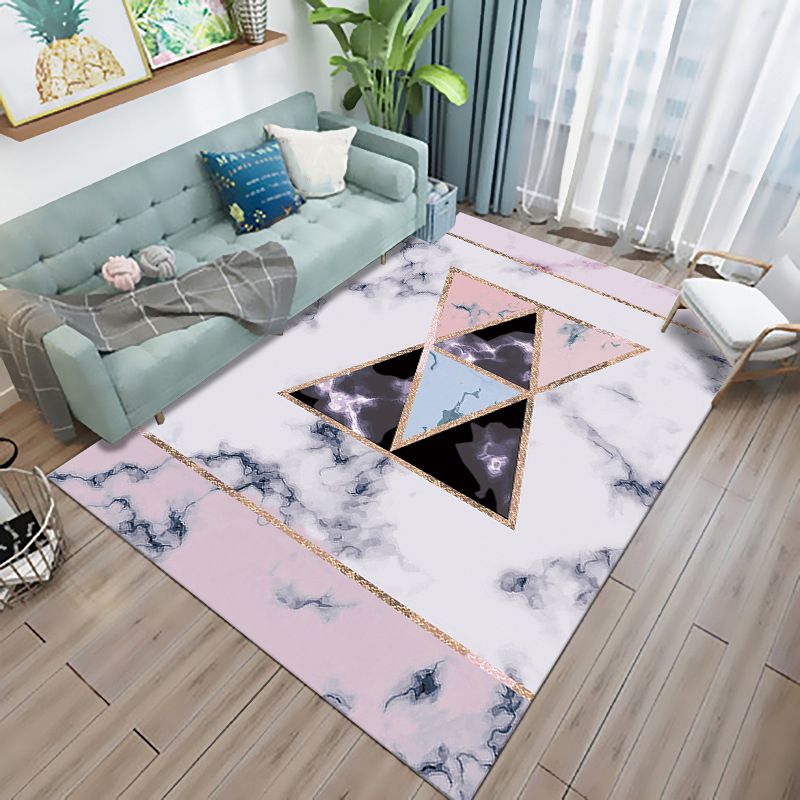 Dark Gray Diamond Print Rug Polyester Simple Rug Stain Resistant Rug for Drawing Room