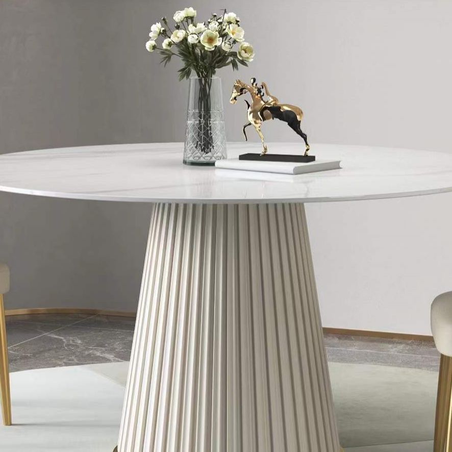 Contemporary Sintered Stone Table Round Table Set 1/3/4/5/6/7 Pieces Dining Set