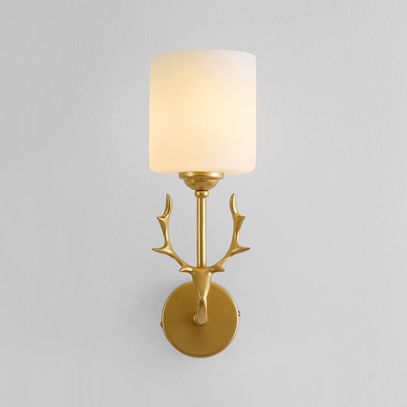 1-Light Cylinder Sconce Light Modern Glass Sconce Light Fixture